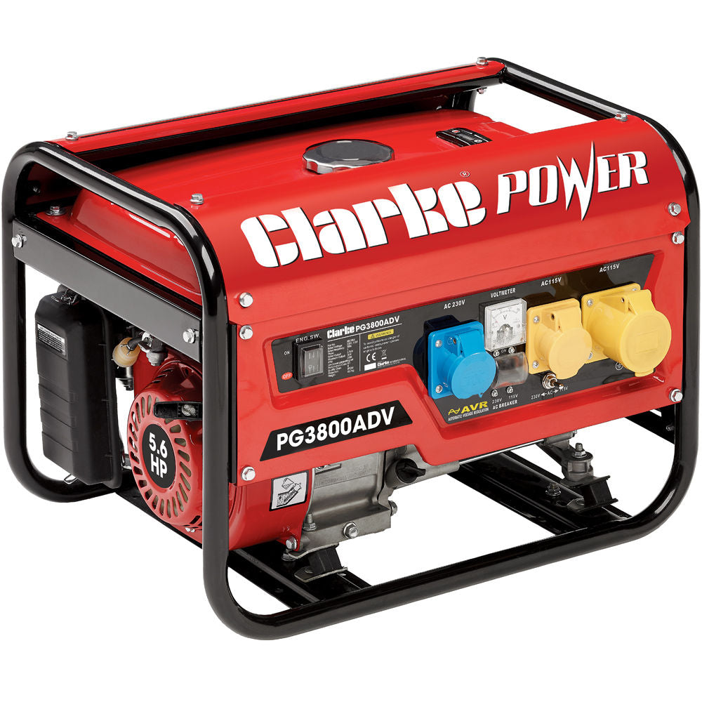 Clarke PG3800ADV EURO5 3kVA open frame dual voltage (230/110V) petrol generator