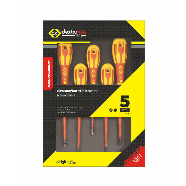 C.K T49283D VDE Dextrovde Slim Screwdriver 5 pieces Set - PZ/SL