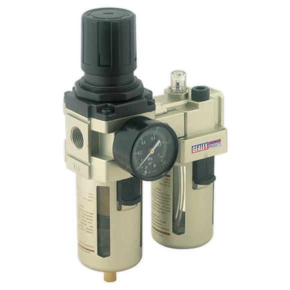 sealey_sa206_air_filter_regulator_lubricator_max_airflow_105cfm