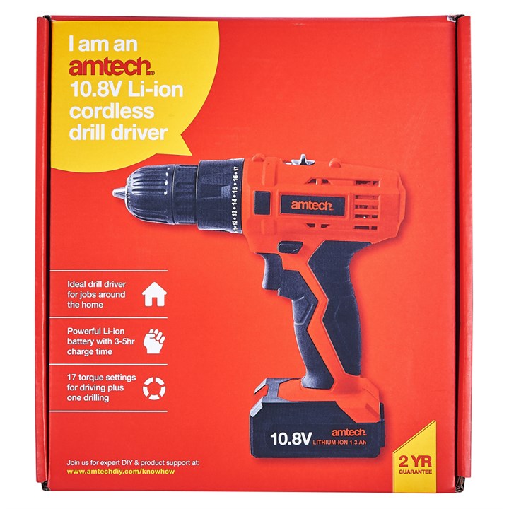 Amtech V6505 10.8V Li-Ion Cordless Drill Driver