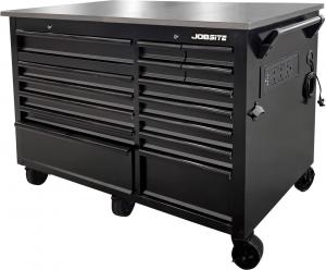 Jobsite Workbench Matt Black With Flip-top Stainless Steel Top