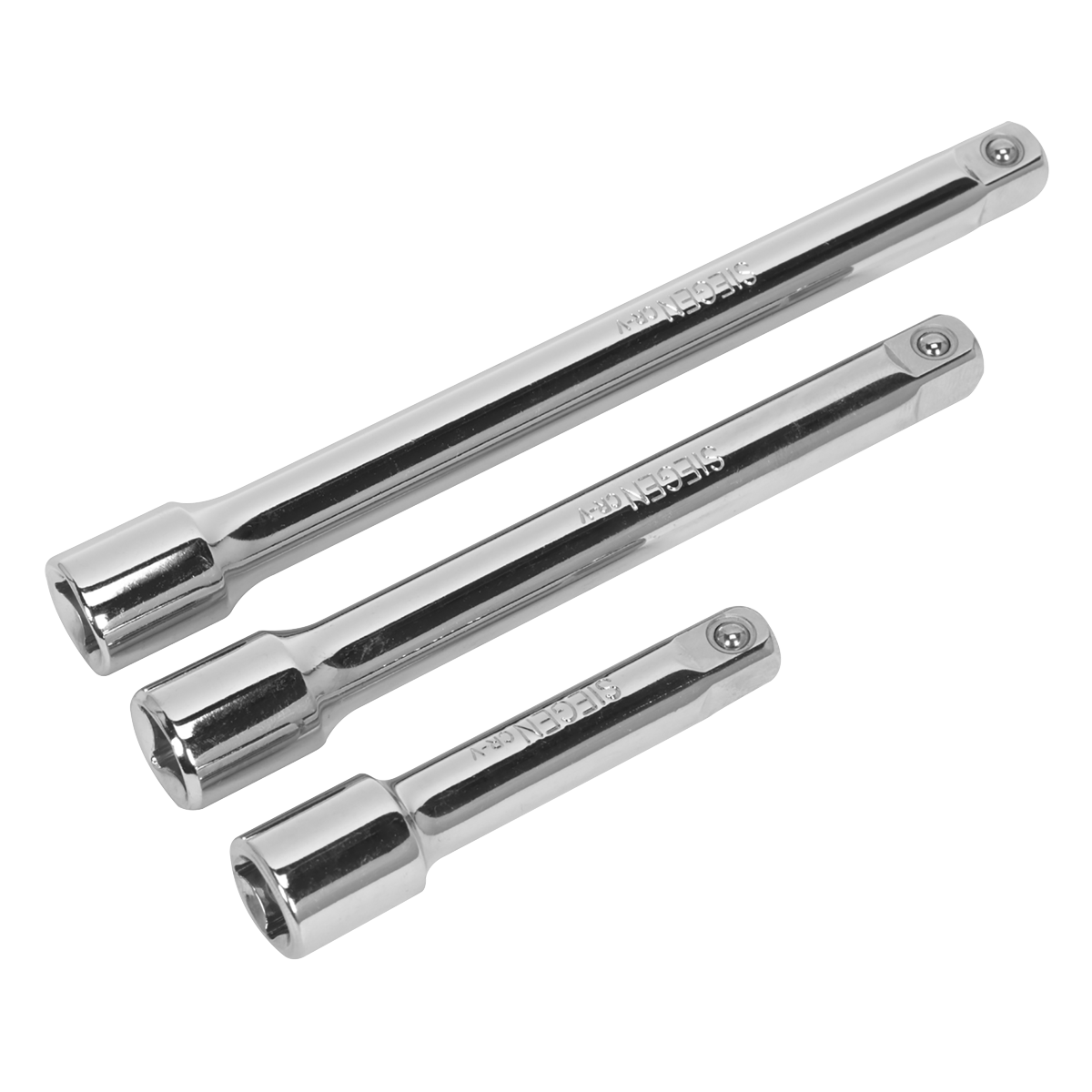 Sealey-Siegen-S0719-3pc-3/8"Sq-Drive-Extension-Bar-Set-S0719