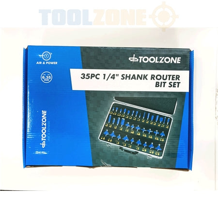 Toolzone 35Pc 1/4" Shank Router Bit Display in Case