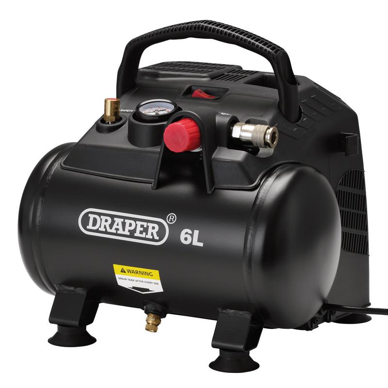 Draper DA6/180 6L oil free air compressor, 1.2KW