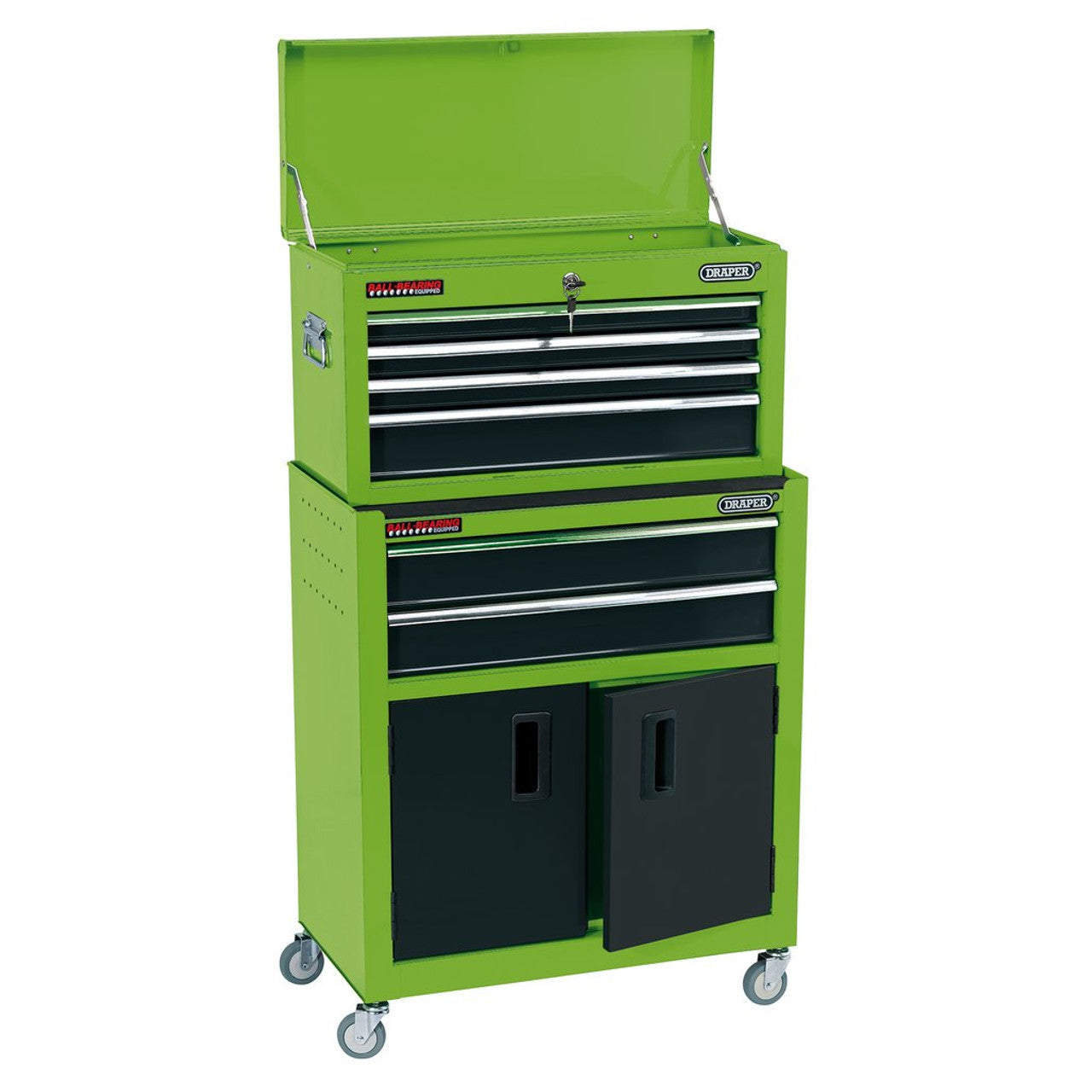 Draper 24" Combined Roller Cabinet and Tool Chest 6 Drawer - Green 19566