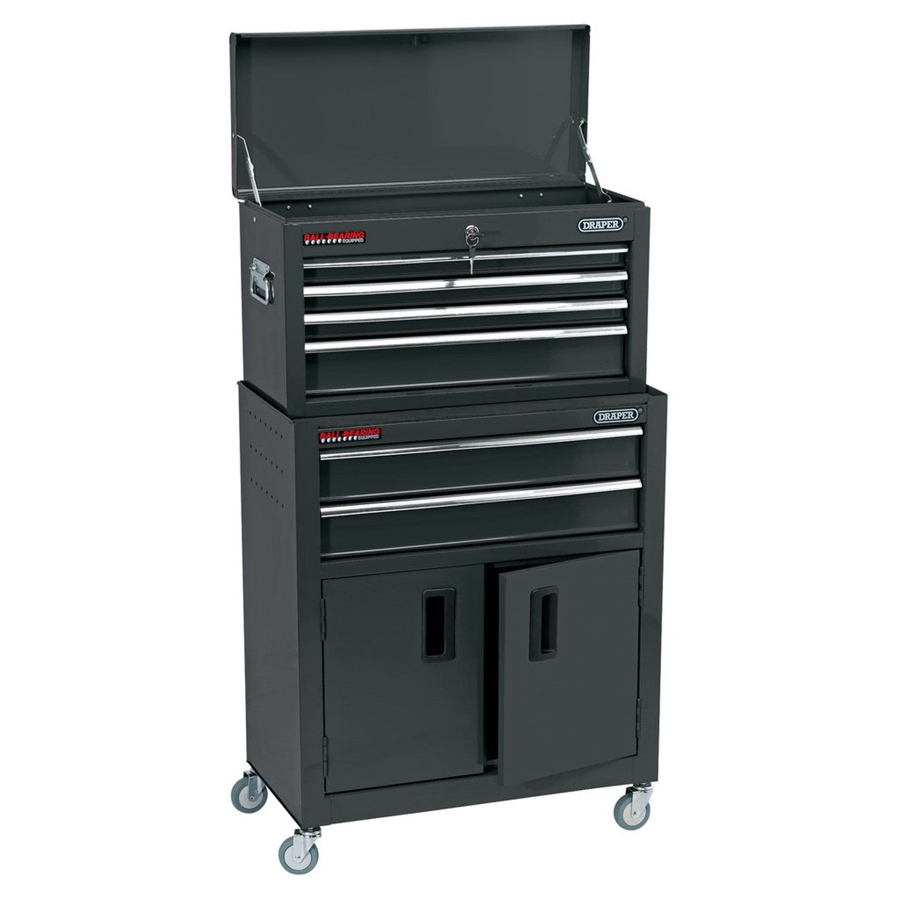 Draper 24" Combined Roller Cabinet and Tool Chest 6 Drawer - Black 19572