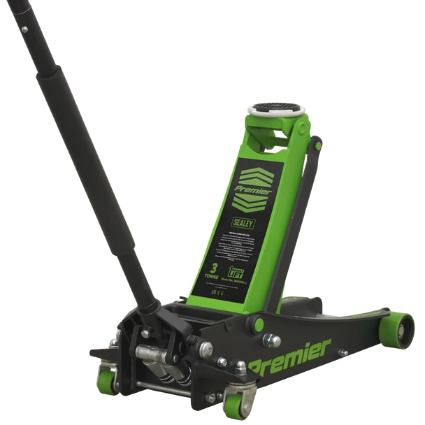 Sealey Premier Low Profile Trolley Jack with Rocket Lift 3 Tonne - Green