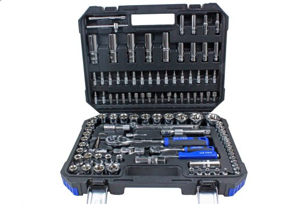 US PRO 3277 108PC 1/4" & 1/2" Dr metric super lock socket set