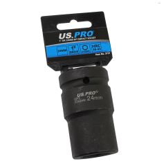 US PRO 3737 BOX 8 - Single 1" DR 24MM 6PT Impact Socket