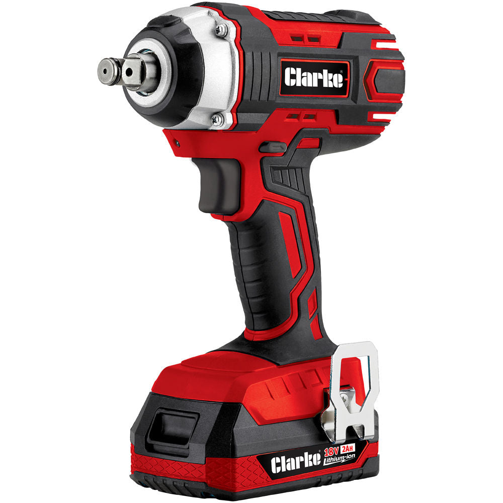 Clarke CCIW160 18V 1/2" Drive 160Nm Cordless Impact Wrench, 2 x2Ah Batteries & Charger