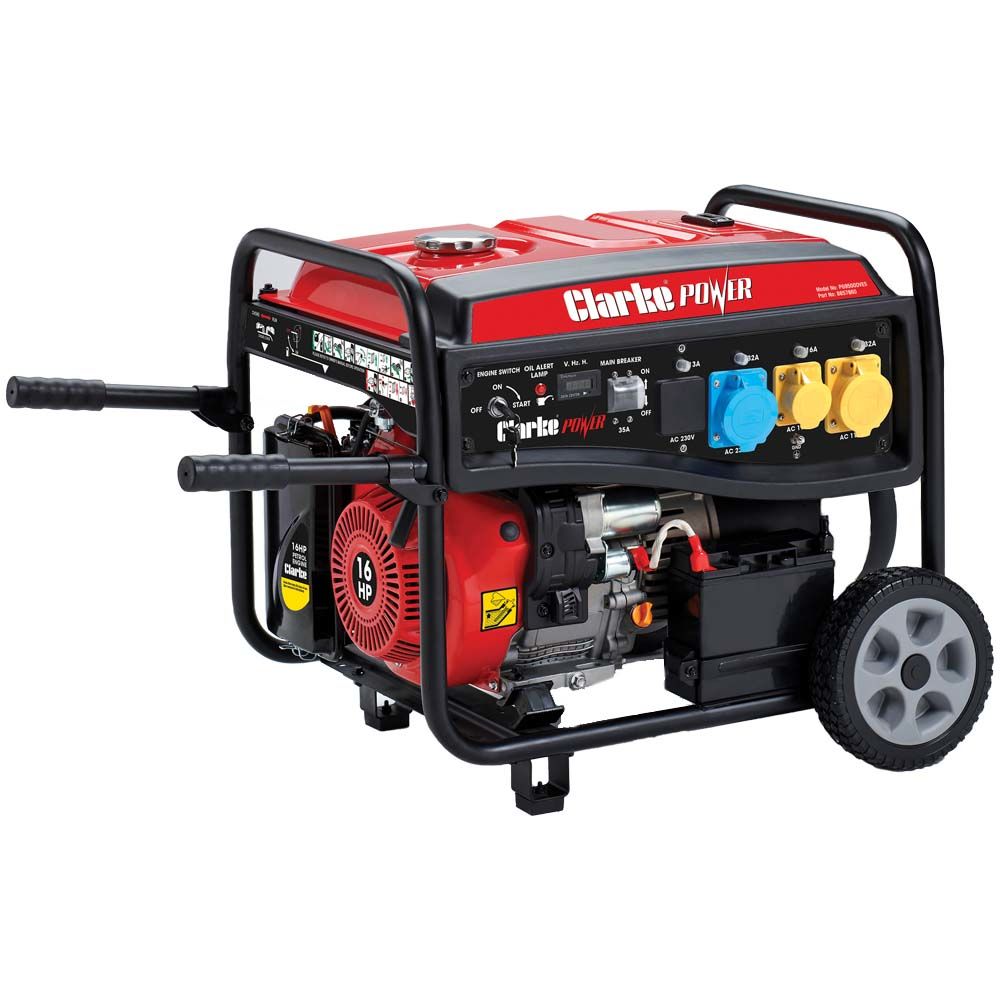 Clarke EURO5 8.5kW dual voltage petrol generator (230V/110V), PG9500ADVES