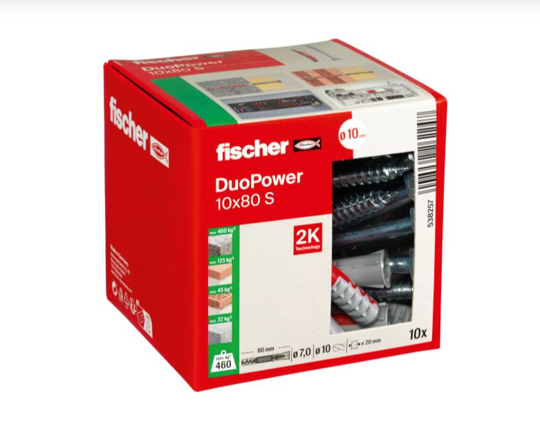 Fischer 538257 duopower 10 x 80 S wall plugs