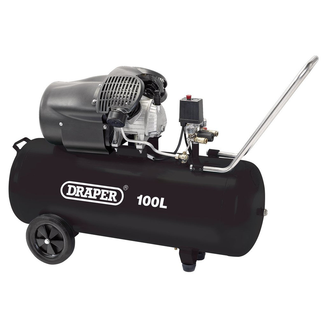 Draper 65396 direct drive V-twin 100L air compressor, 2.2kW/3hp