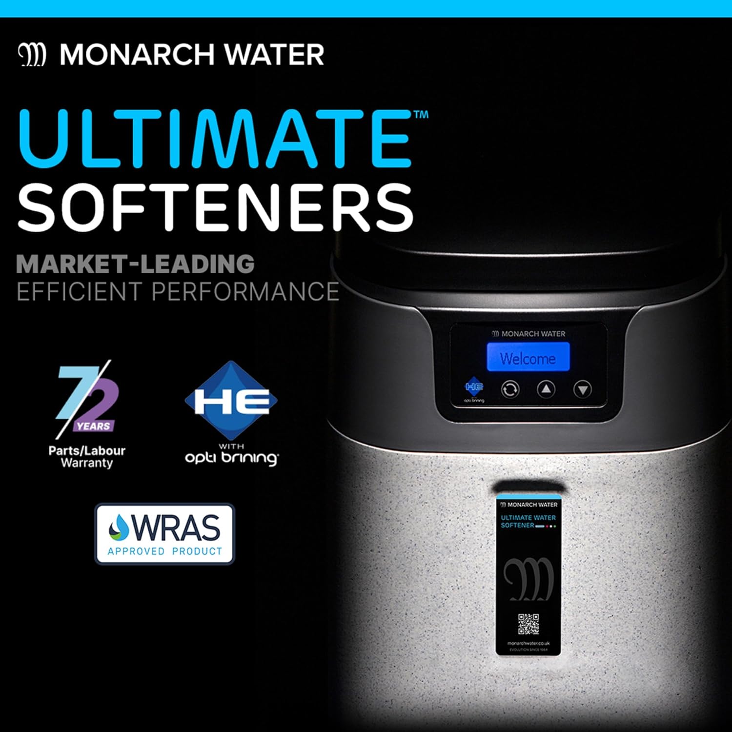 Monarch Midi HE Water Softener Ultimate Series 15mm Hoses Included and 10KG Salt Salt MIDM002HE+MT10