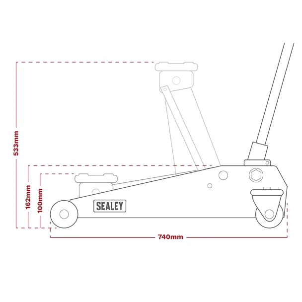 Sealey Premier Low Profile Trolley Jack with Rocket Lift 3 Tonne - Orange