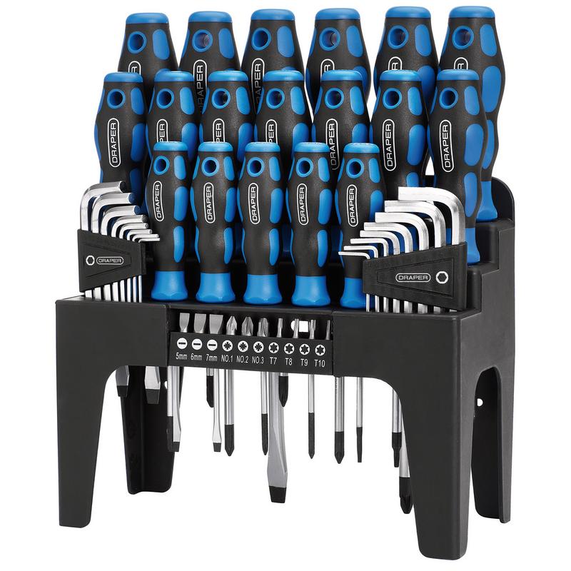 Draper Soft Grip Screwdriver, Hex. Key and Bit Set (44 Piece)