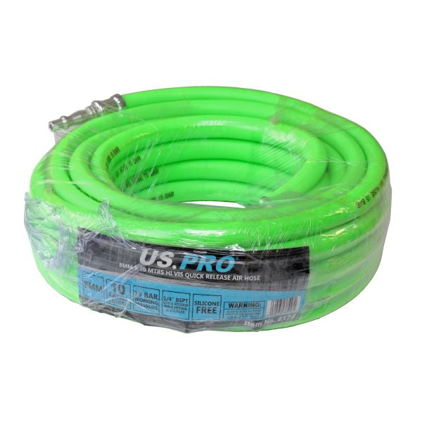 US PRO 8174 8MM X 10 MTRS Hi vis quick release air hose 15 Bar