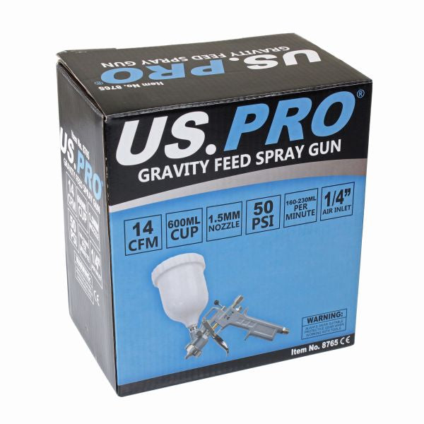 US PRO 8765 Gravity feed spray gun 600ML PP cup - 1.5MM Nozzle