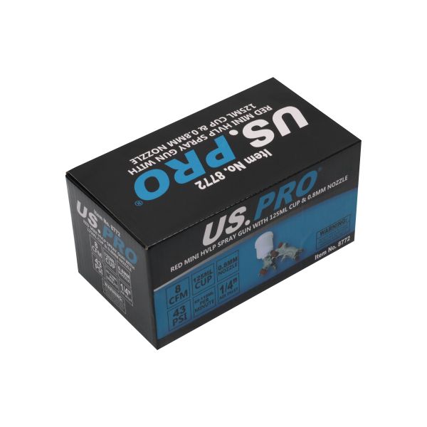 US PRO 8772 Red mini HVLP spray gun 125ML CUP 0.8MM Nozzle