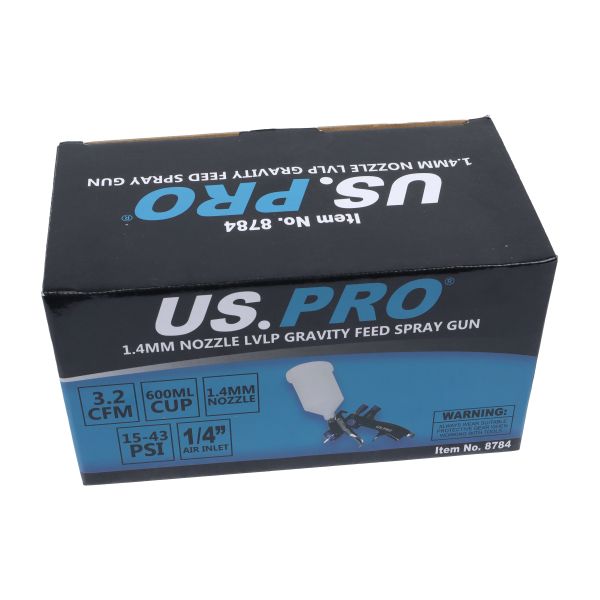 US PRO 8784 1.4MM Nozzle LVLP gravity feed spray gun 600ML
