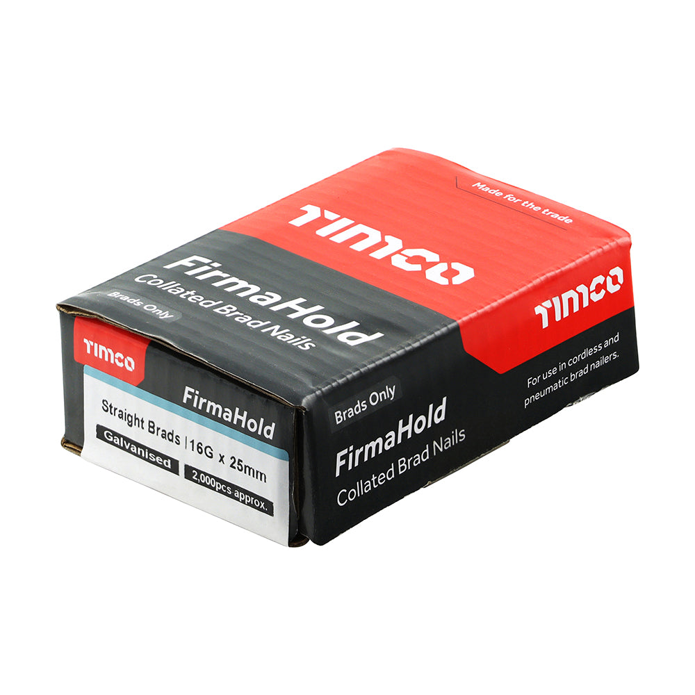 TIMCO Firmahold Straight Brad 16g x 25 Galvanised (Box of 2000) BG1625