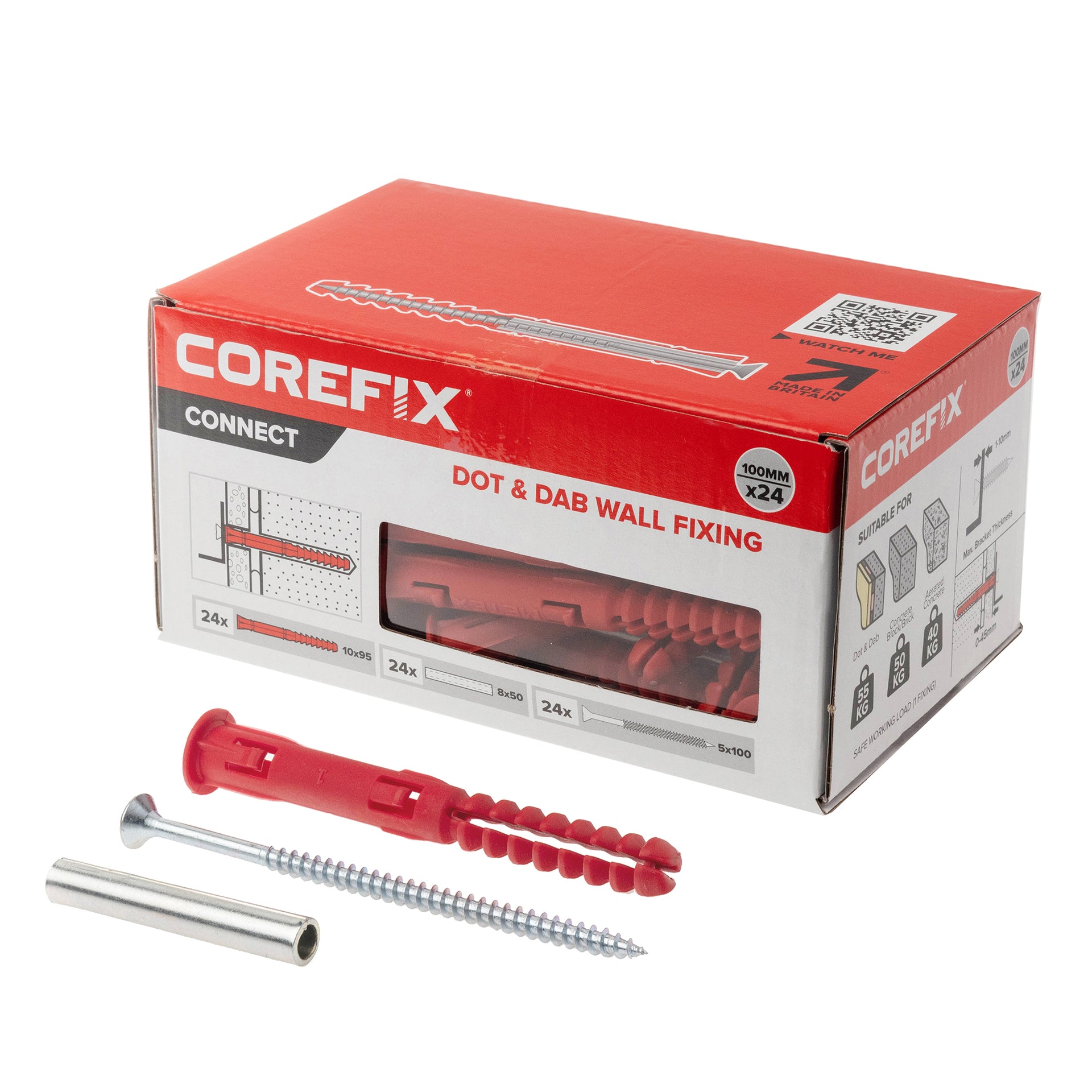 Corefix connect CFX024 Dot & Dab Wall Fixing Solution, 24 Pack - 100mm