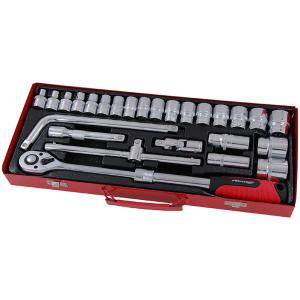 Neilsen CT1399 26Pc 1/2" dr Socket Set, Metal Case, Extendable Ratchet