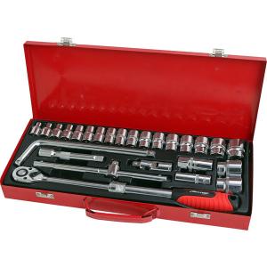 Neilsen CT1399 26Pc 1/2" dr Socket Set, Metal Case, Extendable Ratchet