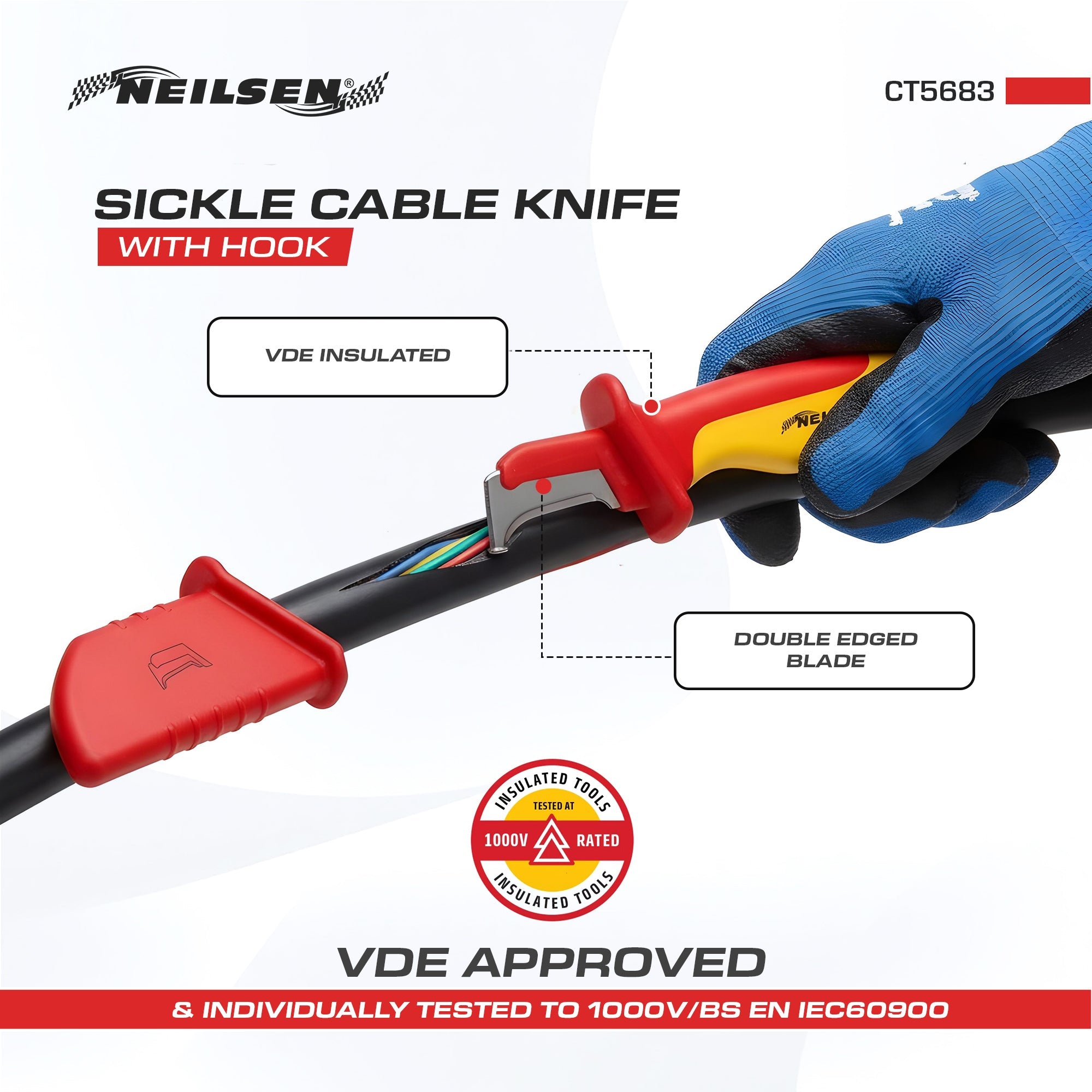 Neilsen CT5683 Vde Insulated Cable Knife With Hook