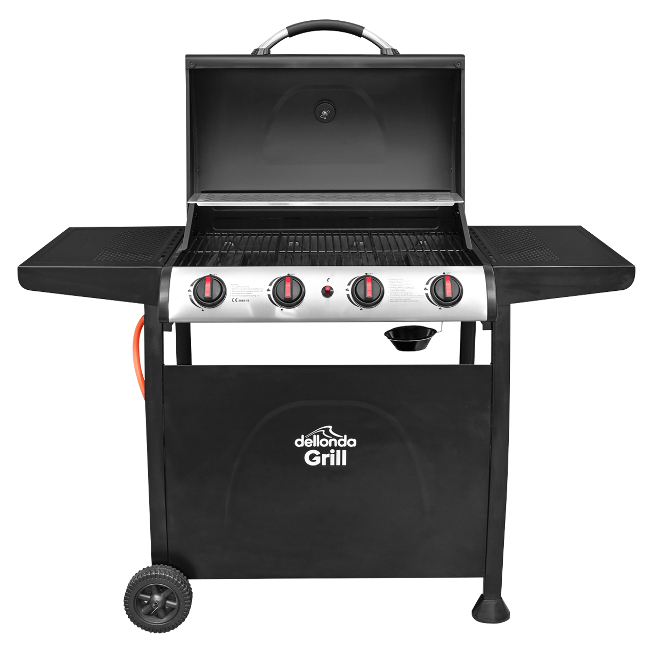 Dellonda DG15 4 burner gas BBQ grill with piezo ignition & thermometer