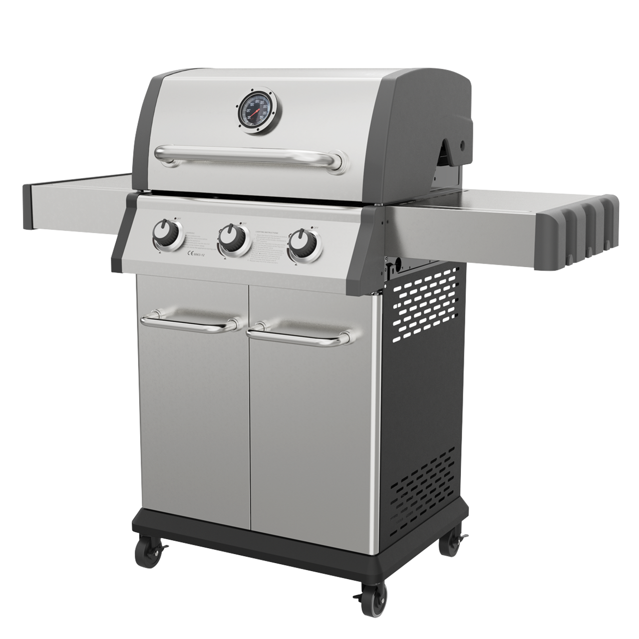Dellonda DG16 3 burner deluxe gas BBQ grill with piezo ignition & thermometer - stainless steel