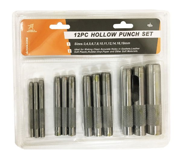 Toolzone PN104 12 pieces hollow punch set, 3-19mm - without box