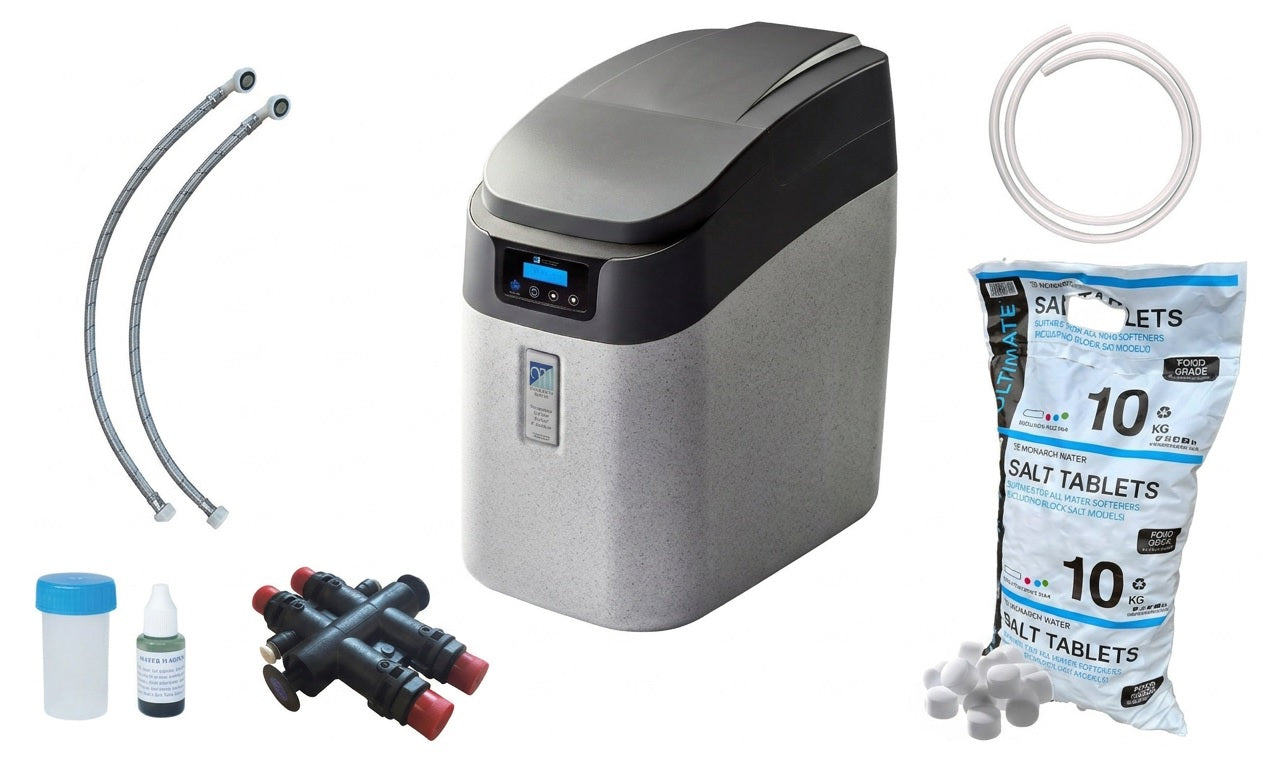 Monarch Midi HE Water Softener Ultimate Series 15mm Hoses Included and 10KG Salt Salt MIDM002HE+MT10