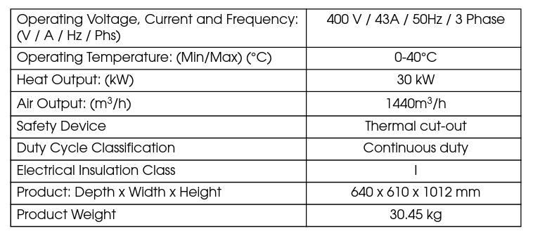 Clarke devil 7030 30kW industrial electric fan heater (400V)