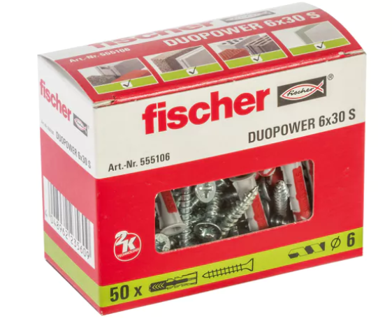 Fischer 555106 duopower 6x30 S wall plugs