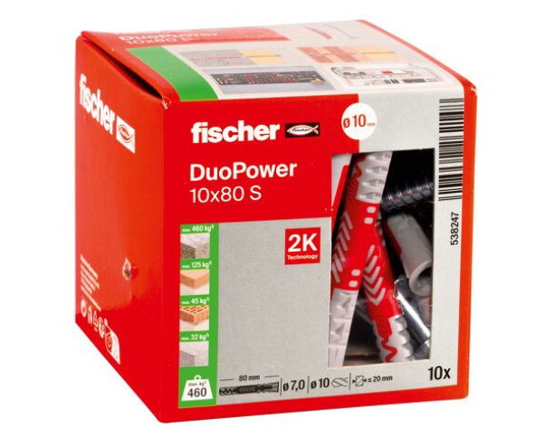Fischer 538247 duopower 10 x 80 S wall plugs