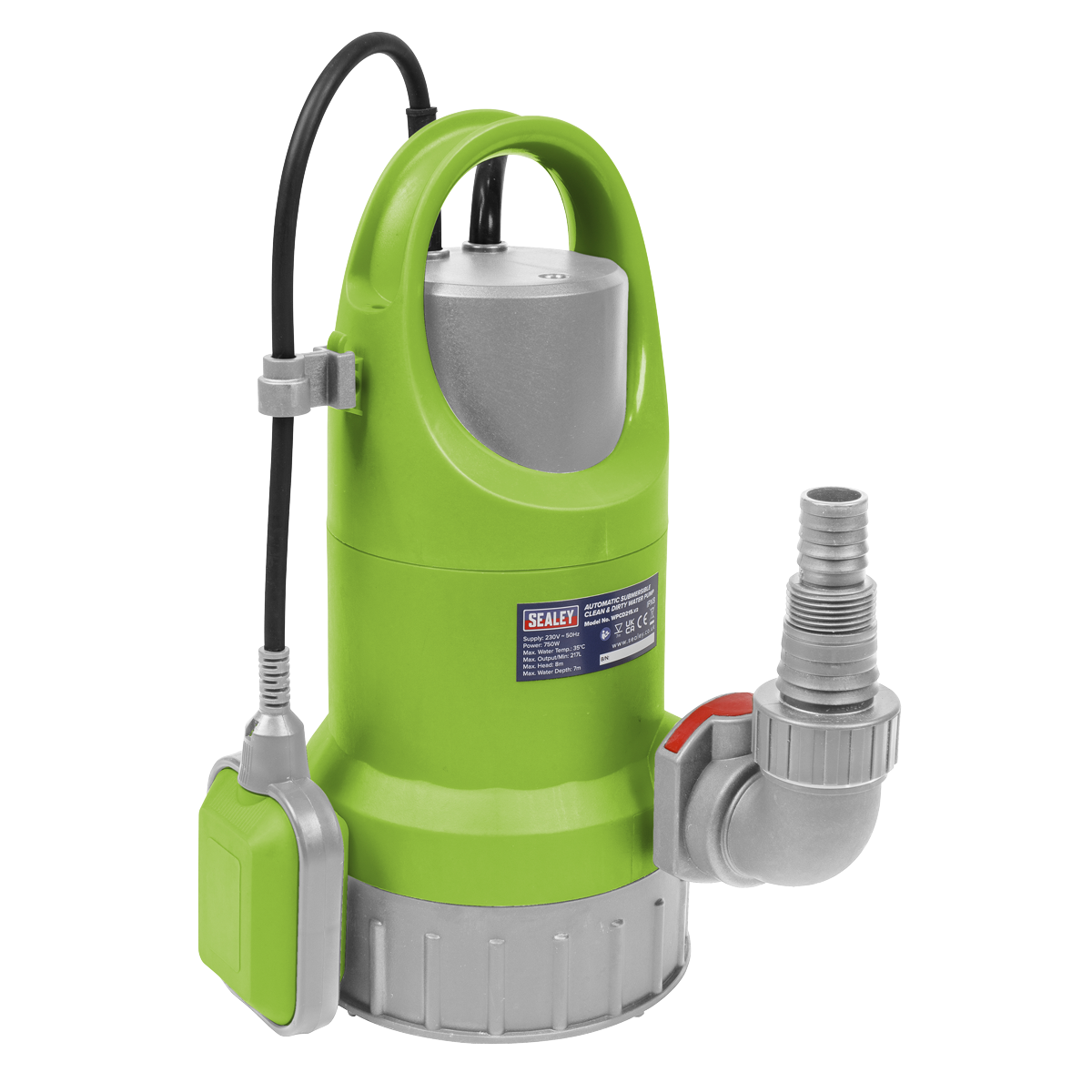 Sealey WPCD215 Submersible Clean & Dirty Water Pump Automatic 217L/min 230V