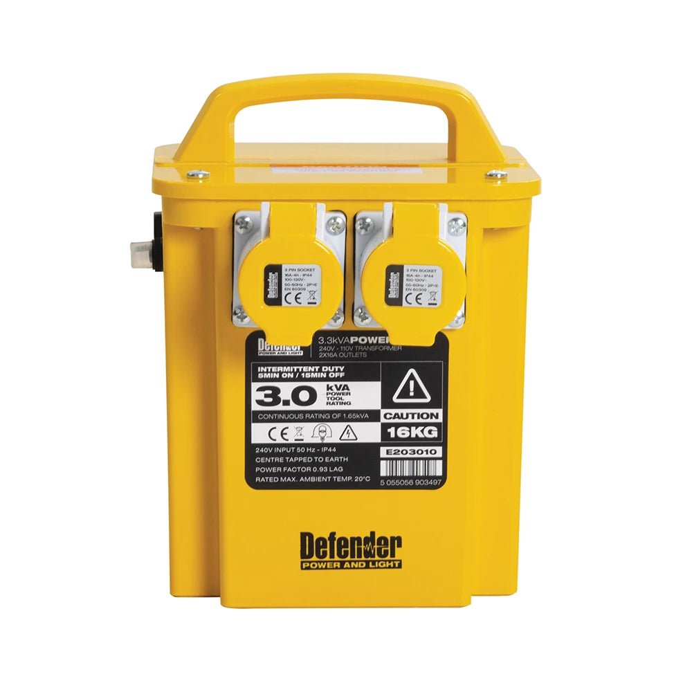Defender E203010 Portable Transformer 2X110V 16A 3kVA