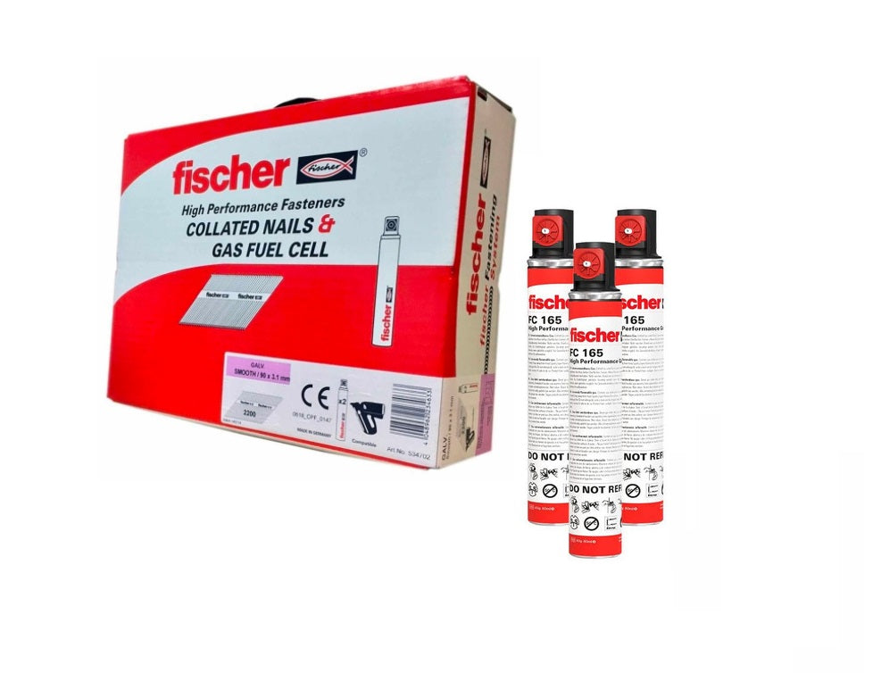 Fischer nail and fuel cell packaging on a white background