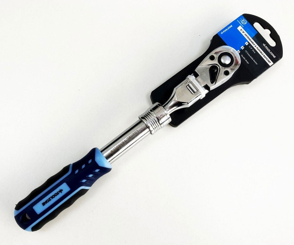 Toolzone 3/8" Drive Extending Flexi Head Ratchet Softgrip