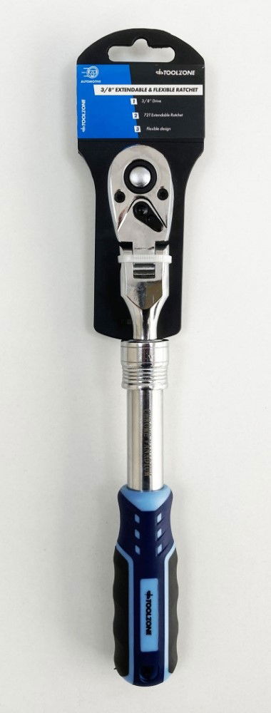 Toolzone 3/8" Drive Extending Flexi Head Ratchet Softgrip