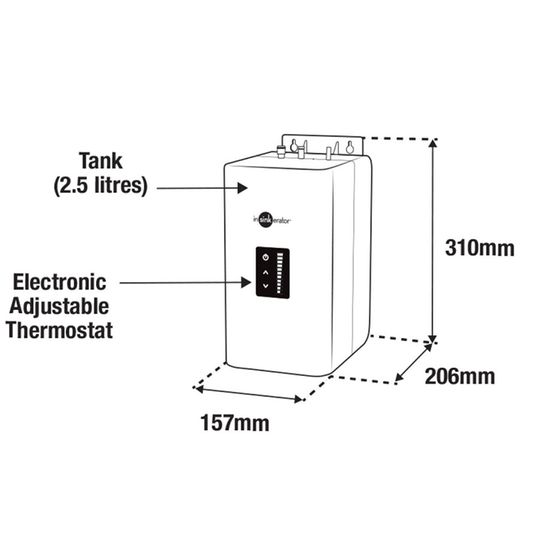 Insinkerator NeoTank boiling hot water pack, 3N1 L Shape Brushed Steel Tap, Neotank & and filter