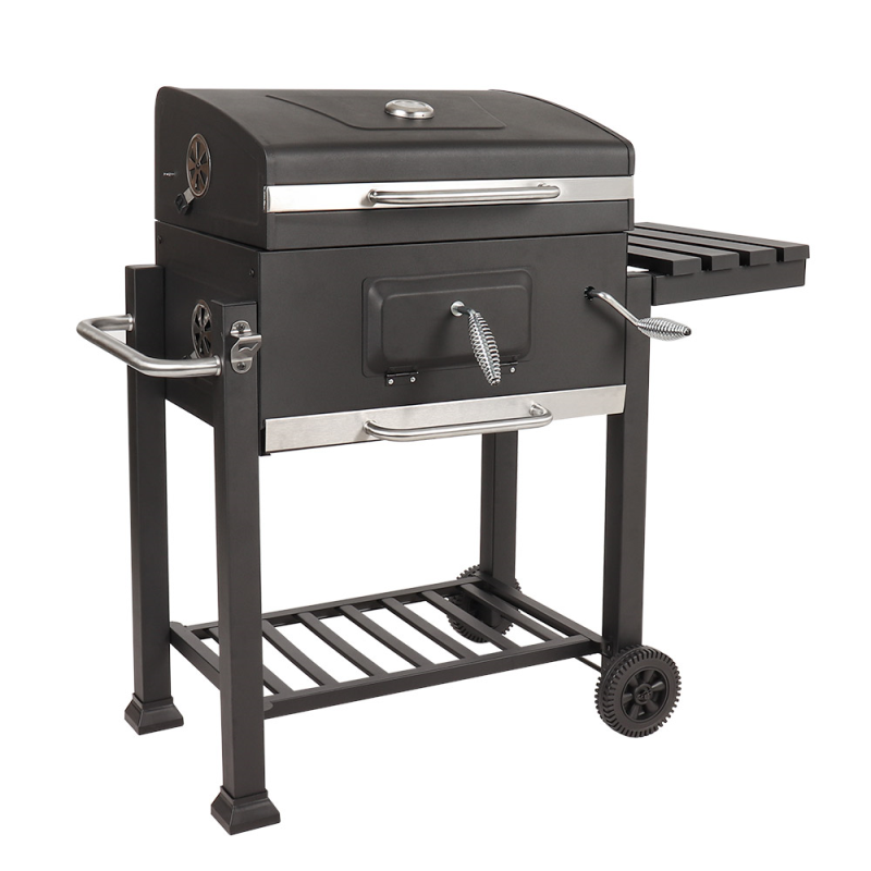 Outdoor Garden Smoker BBQ with Warming Rack and Side Shelf and Wheels