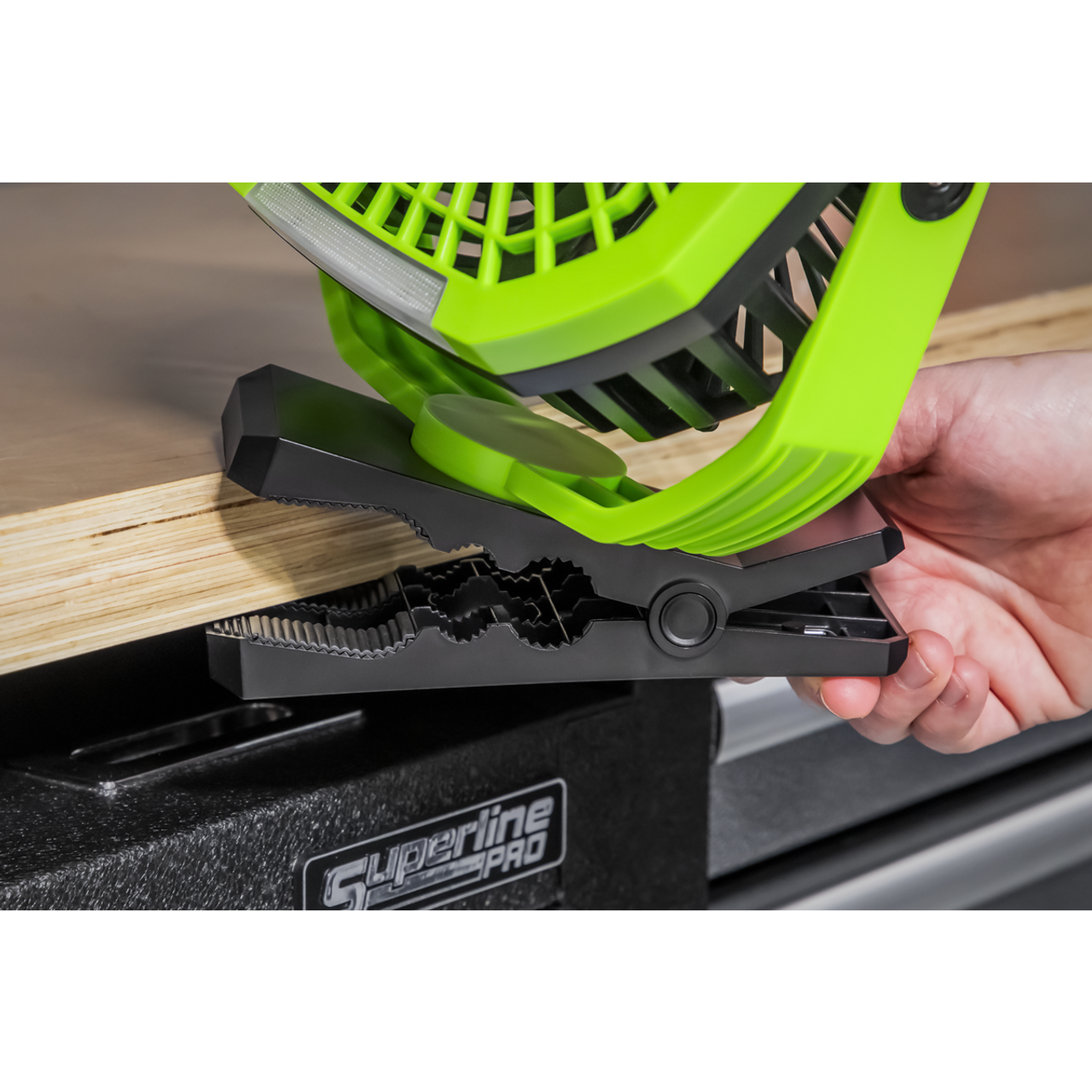 Sealey 4-Speed Portable Clip Fan with Worklight 8"