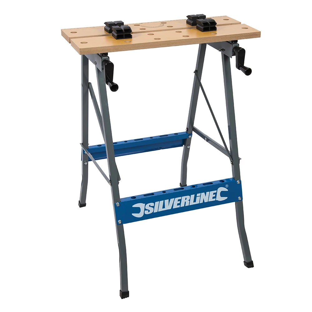 Silverline Foldable Workbench Portable Wood Bench Work Folding Worktop Table