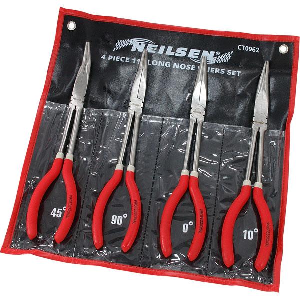 Neilsen CT0962 Long Nose Pliers - 4 Piece Set / Pvc Handles