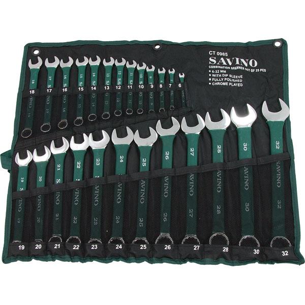 Savino Combination Spanner Set Of 25 Pcs (green Dip) - CT0985