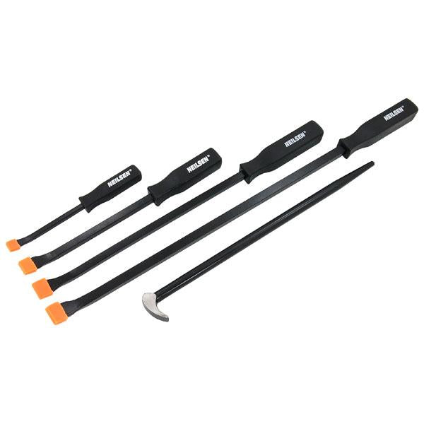 Neilsen CT0239 Pry Set with Orange Handles Includes Roll Head Bar - Black (5-Piece)