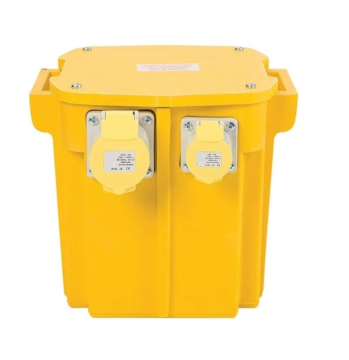 5kVA Portable Site Transformer 110V with 2x 16 Amps and 1x 32 Amps Outlets, 13 Amp, Intermittent Rating 5000VA IP44 Rated