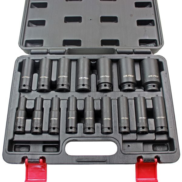 US PRO 1340 16 pieces 1/2" Dr 6Pt european impact socket set, 10-32mm